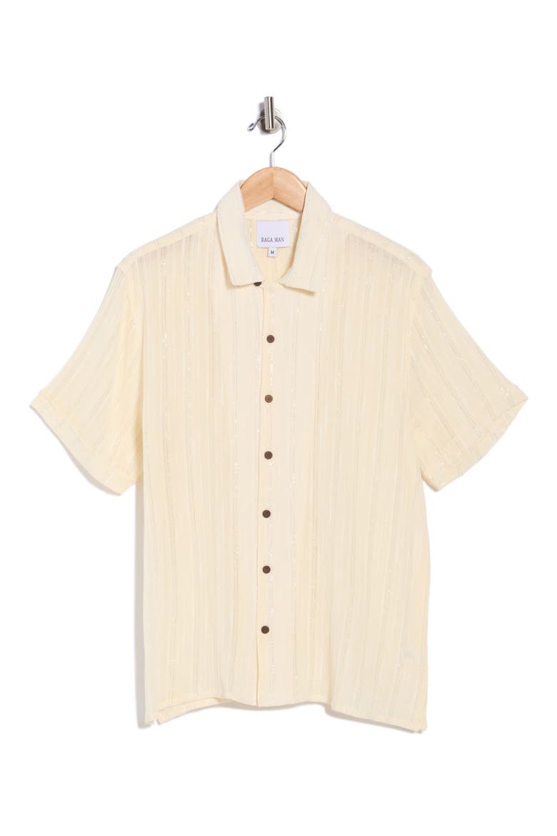Badram Short Sleeve Button-Up Shirt, Alternate, color, EGGSHELL