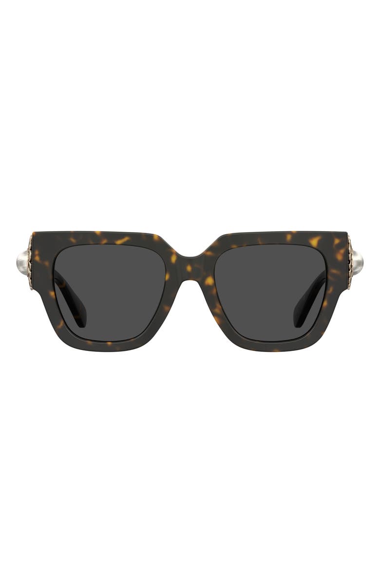Moschino 52mm Square Sunglasses, Main, color, Havana