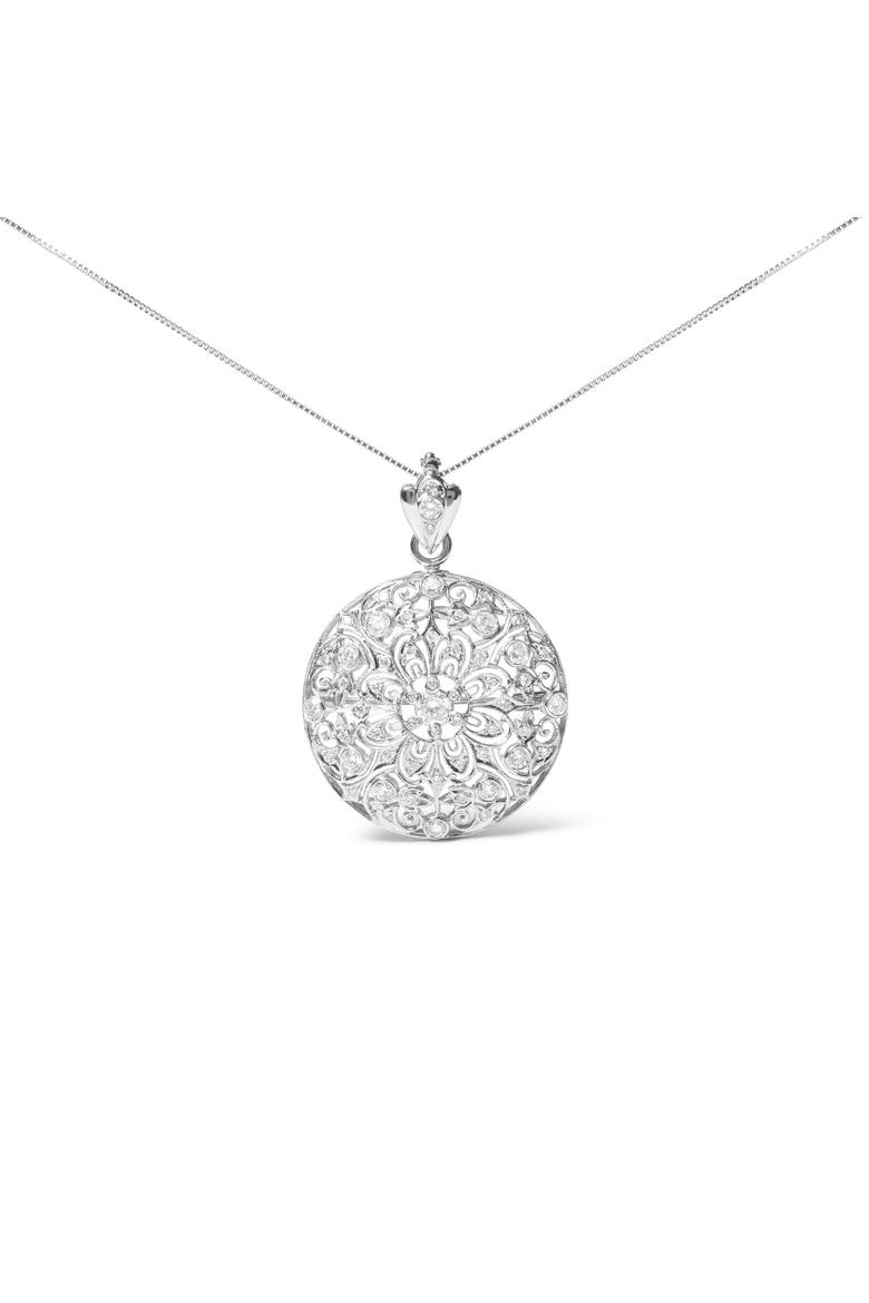 18K White Gold 1 5/6 Ctw Diamond Brooch Pin Pendant Necklace, Main, color, White