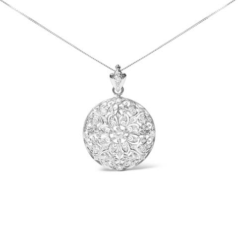 18K White Gold 1 5/6 Ctw Diamond Brooch Pin Pendant Necklace