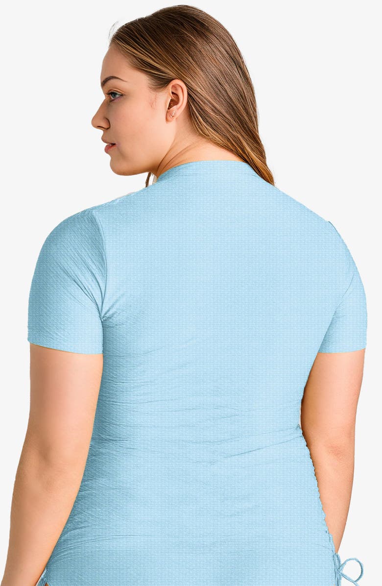Calypsa Plus Size Half-Zip Adele Swim Top, Alternate, color, Sky Blue (Textured)