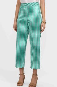 Foxcroft Elaine Gingham Scallop Hem Capri Pants