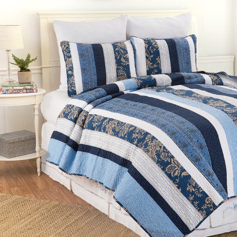 Lakeland Patchwork Cotton Quilt Set - Reversible and Machine Washable