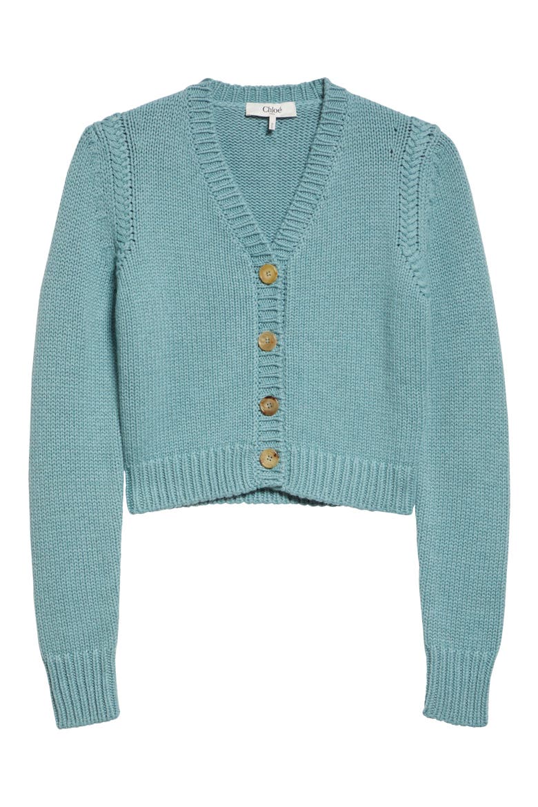 Crop Cashmere & Cotton Cardigan, Alternate, color, AETHER BLUE