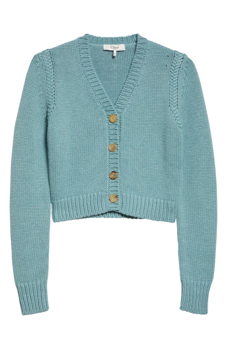 Chloé Crop Cashmere & Cotton Cardigan, Alternate, color, 