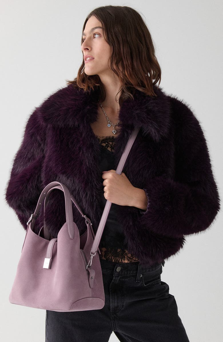 Kate Spade New York deco suede shoulder bag, Alternate, color, Market Purple Multi