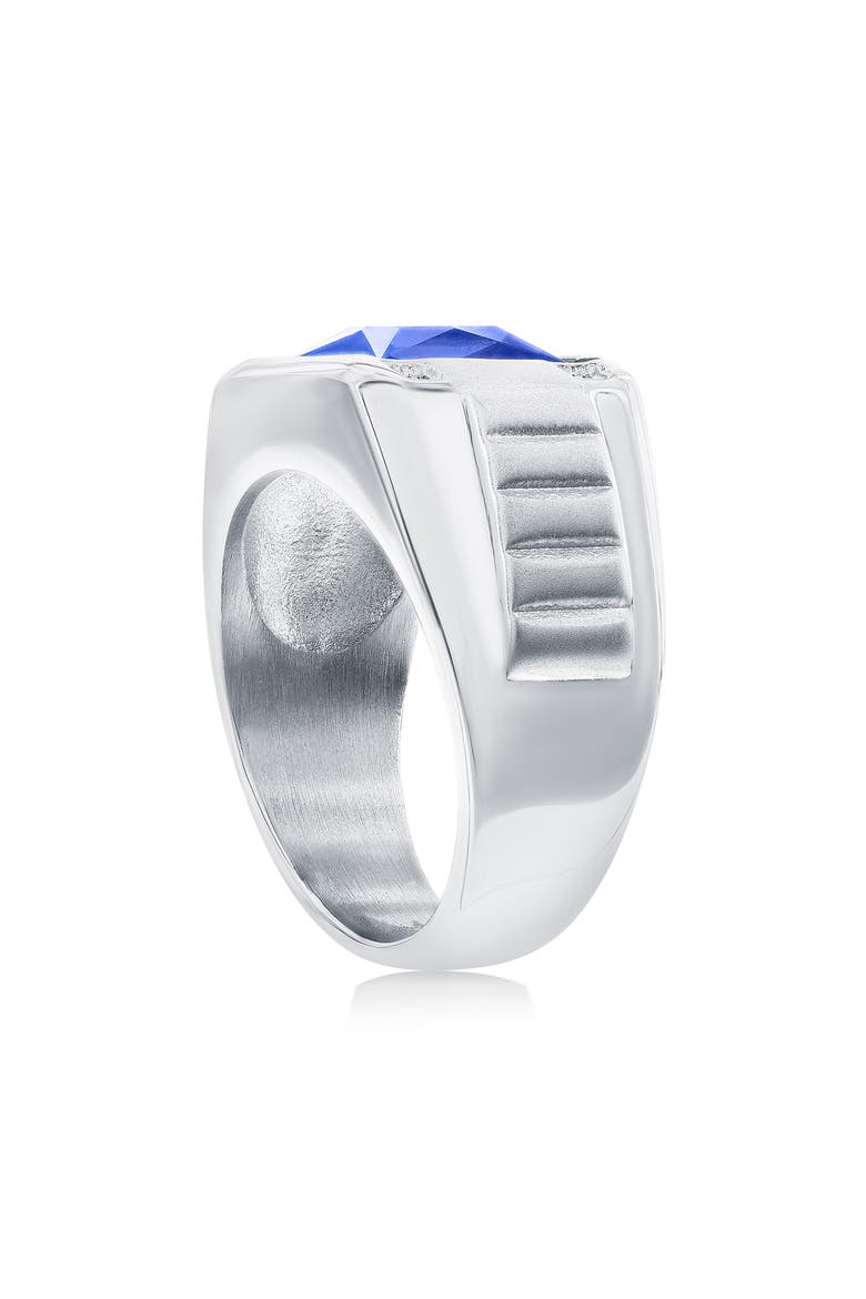 Men's Spinel & Cubic Zirconia Signet Ring, Alternate, color, BLUE