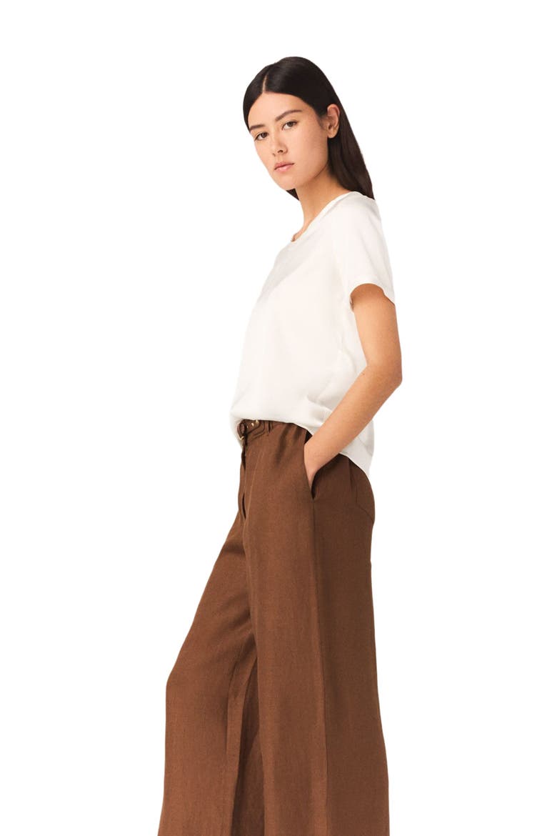 Short-sleeved silk top, Alternate, color, White