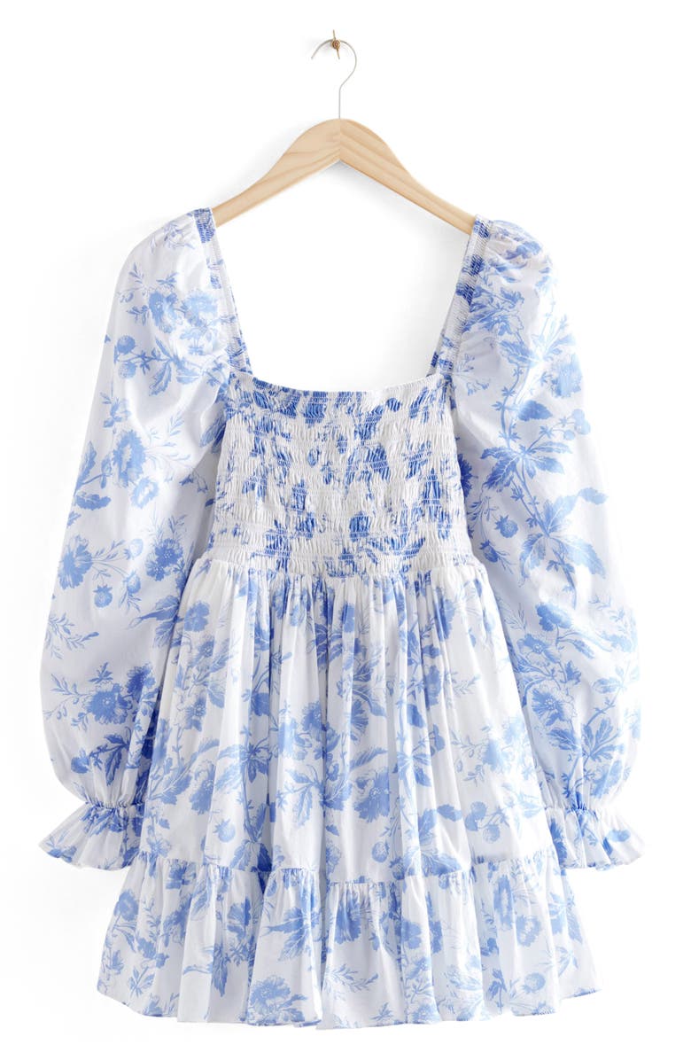 & Other Stories Smocked Tiered Long Sleeve Cotton Dress, Alternate, color,