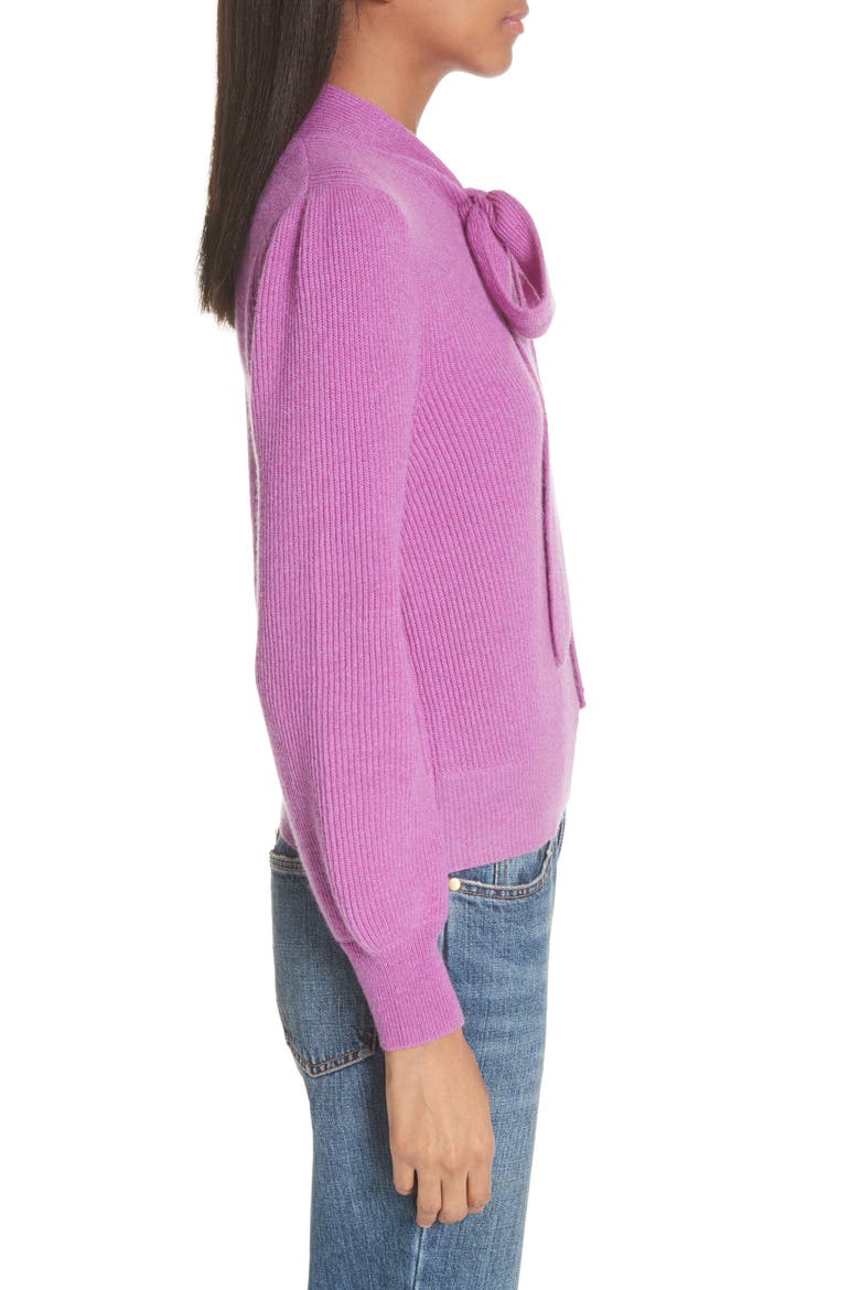 Tie Neck Cashmere Sweater, Alternate, color, FUSCHIA