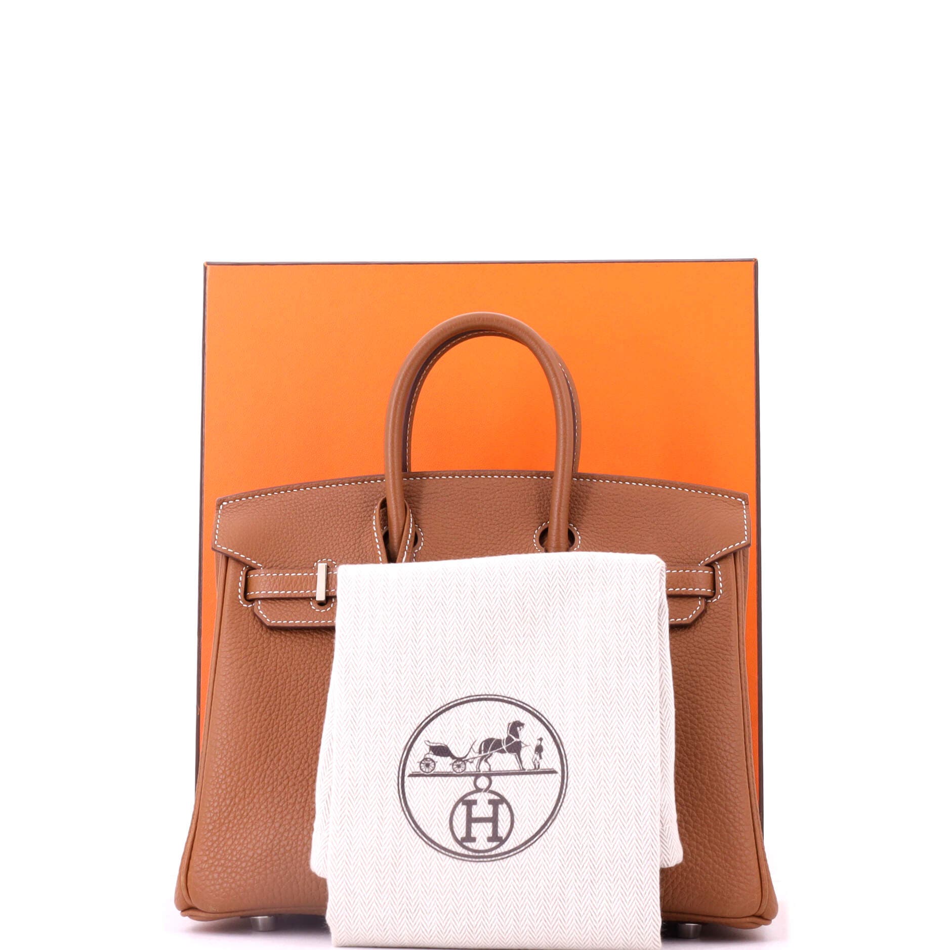 Pre-Owned Hermes Birkin Handbag Brown Togo with Palladium Hardware 25, Alternate, color, Gold