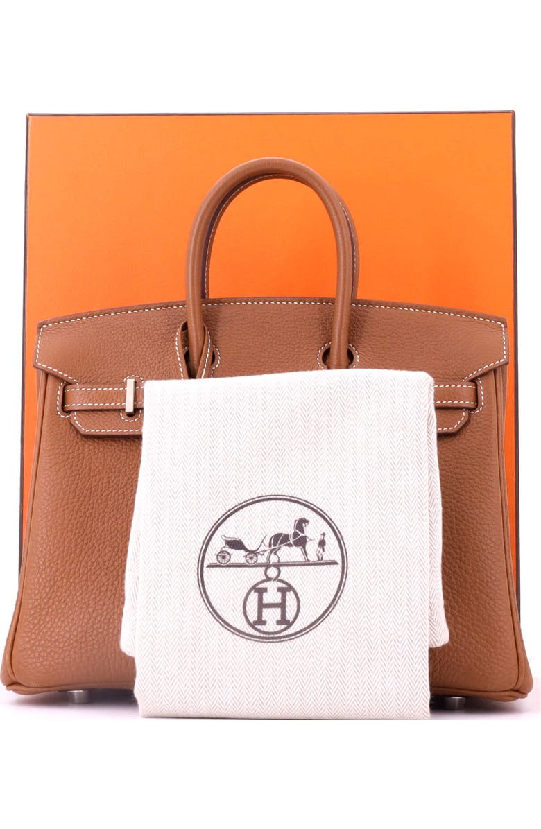 Pre-Owned Hermes Birkin Handbag Brown Togo with Palladium Hardware 25, Alternate, color, Gold