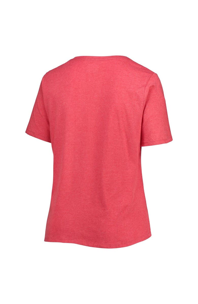 New Era Women's New Era Heather Red Miami Marlins City Connect Plus Size V-Neck T-Shirt, Alternate, color, Heather Red
