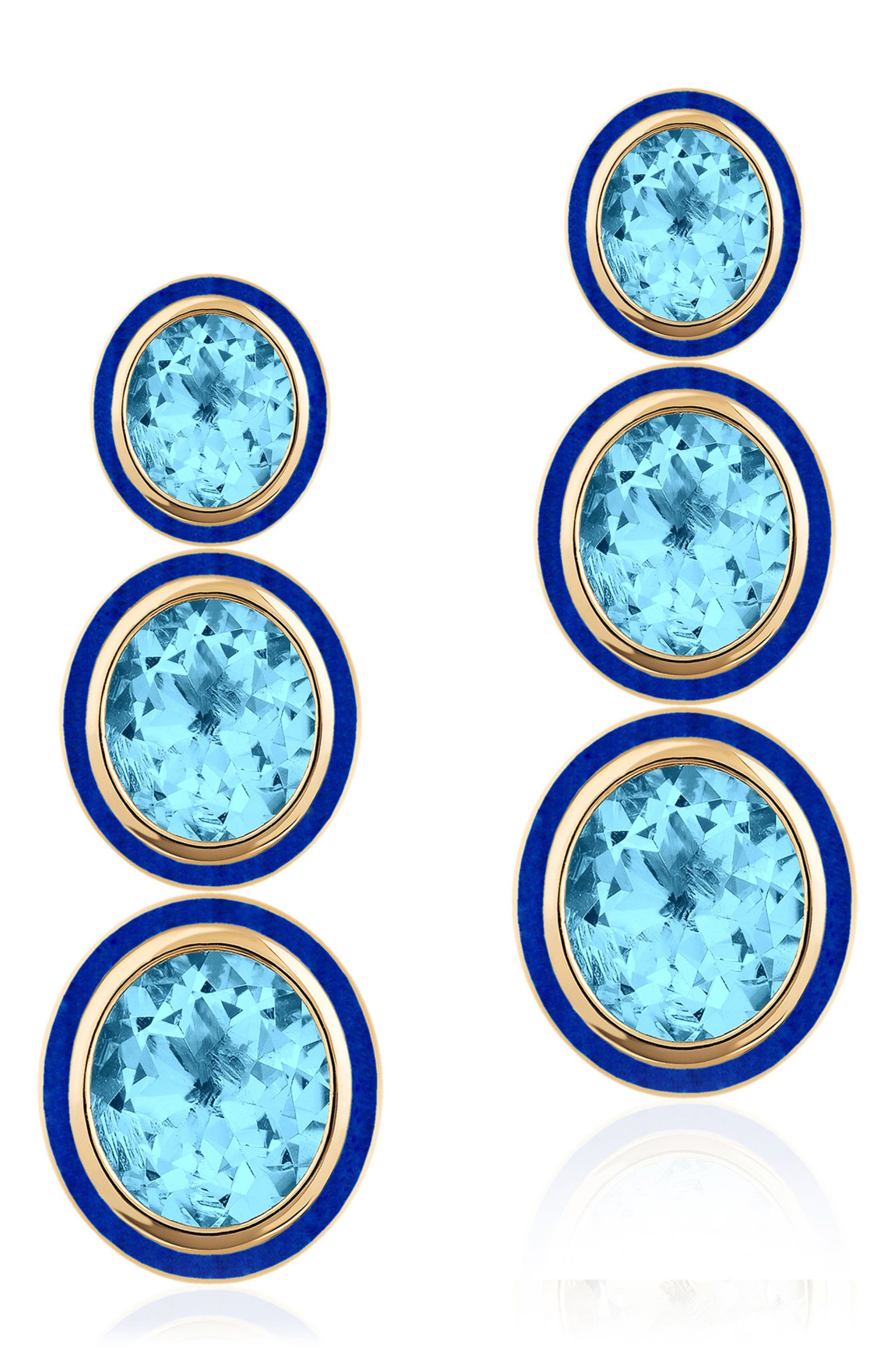 Goshwara Melange 3-tier Drop Earrings In Blue