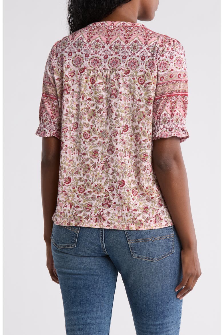 Patterned Button-Up T-Shirt, Alternate, color, RED MULTI