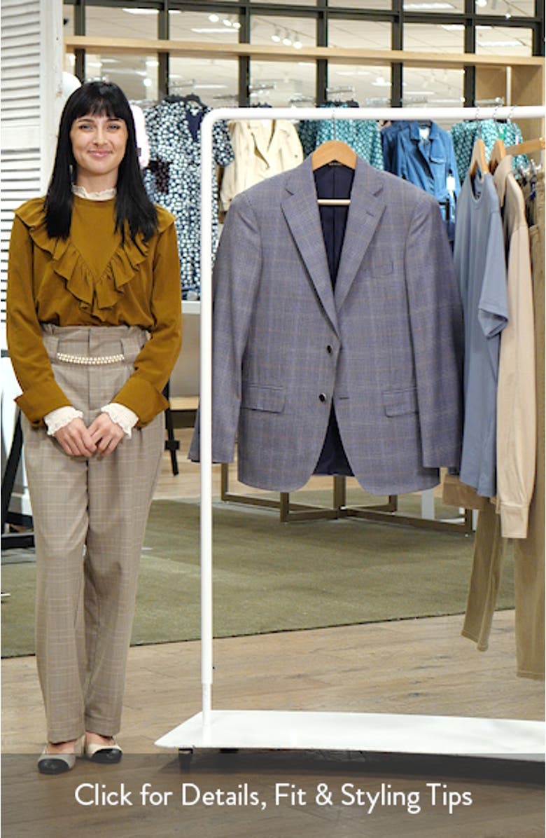 Regular Fit Delfino Light Blue Glen Check Wool Sport Coat, sales video thumbnail