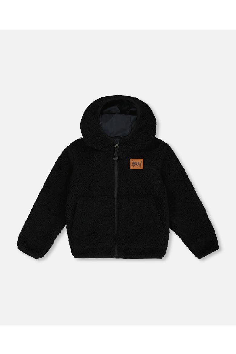 Baby Boy's Reversible Soft Fleece Jacket Black, Main, color, Anthracite