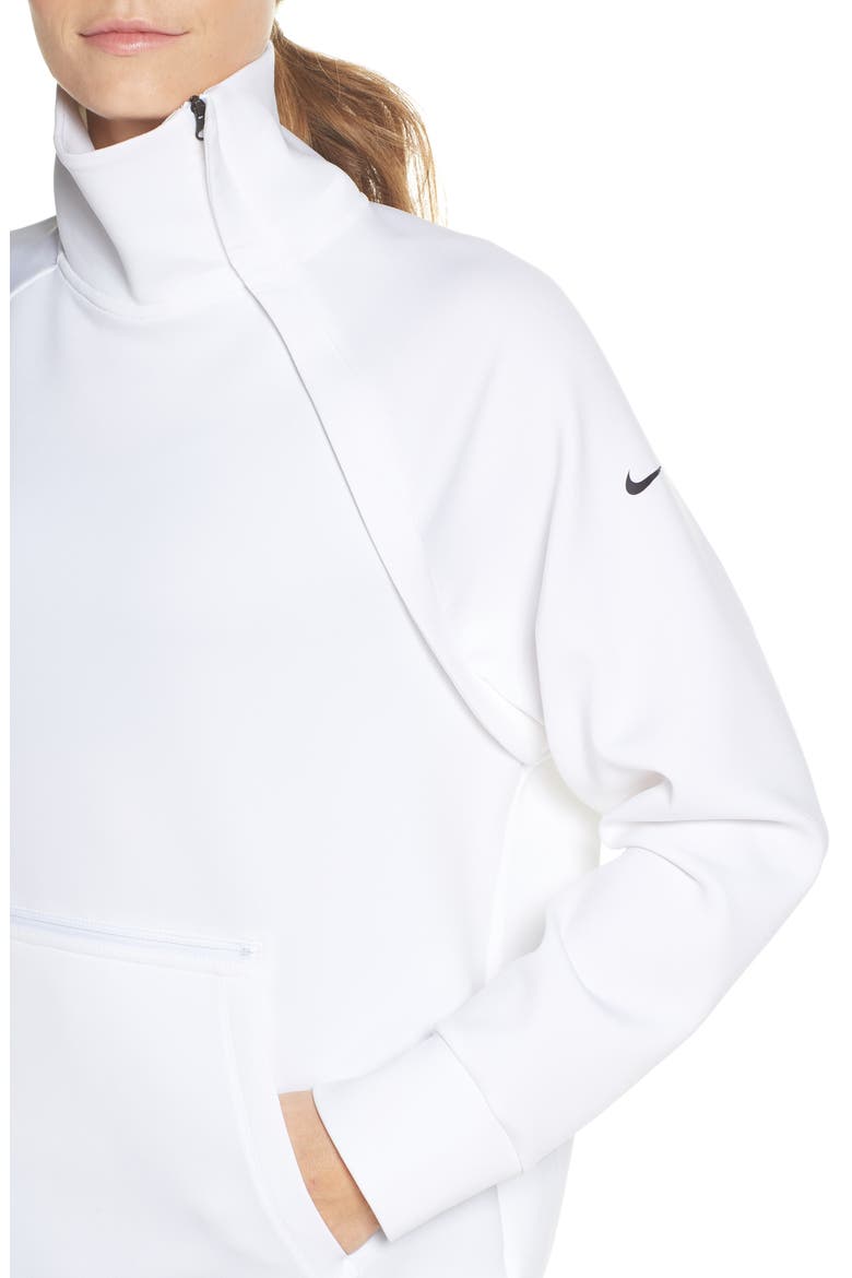 Mock Neck Zip Pullover, Alternate, color, WHITE/ BLACK
