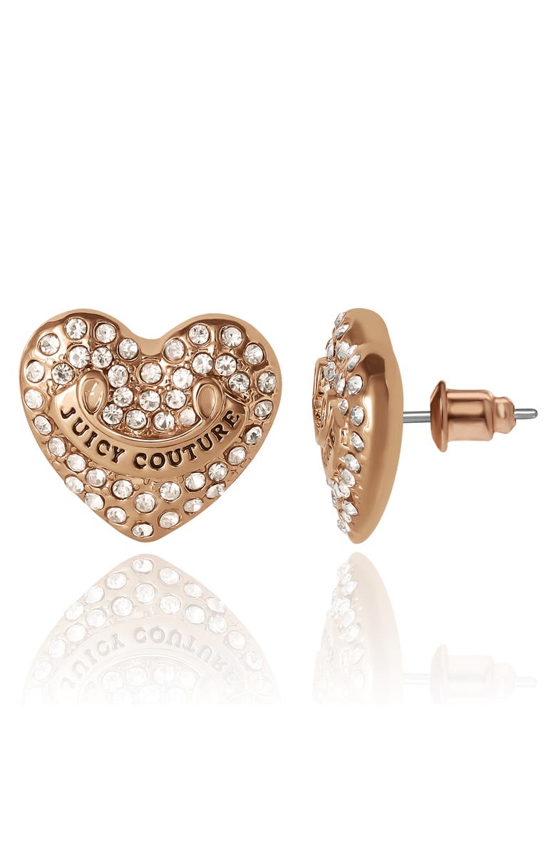 Juicy Couture Heart Crystal Stud Earrings, Gold-Tone with Crystals, Alternate, color, Gold