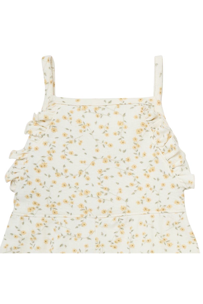 Baby & Toddler Girls Brown Star Floral Ruffle Romper, Alternate, color, Ivory Vines