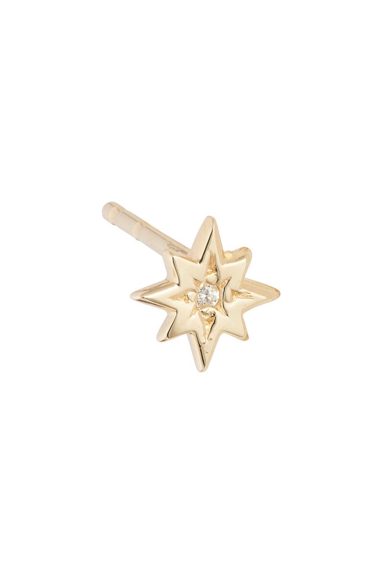 Jac & Jo Diamond Starburst Single Stud Earring, Main, color, GOLD