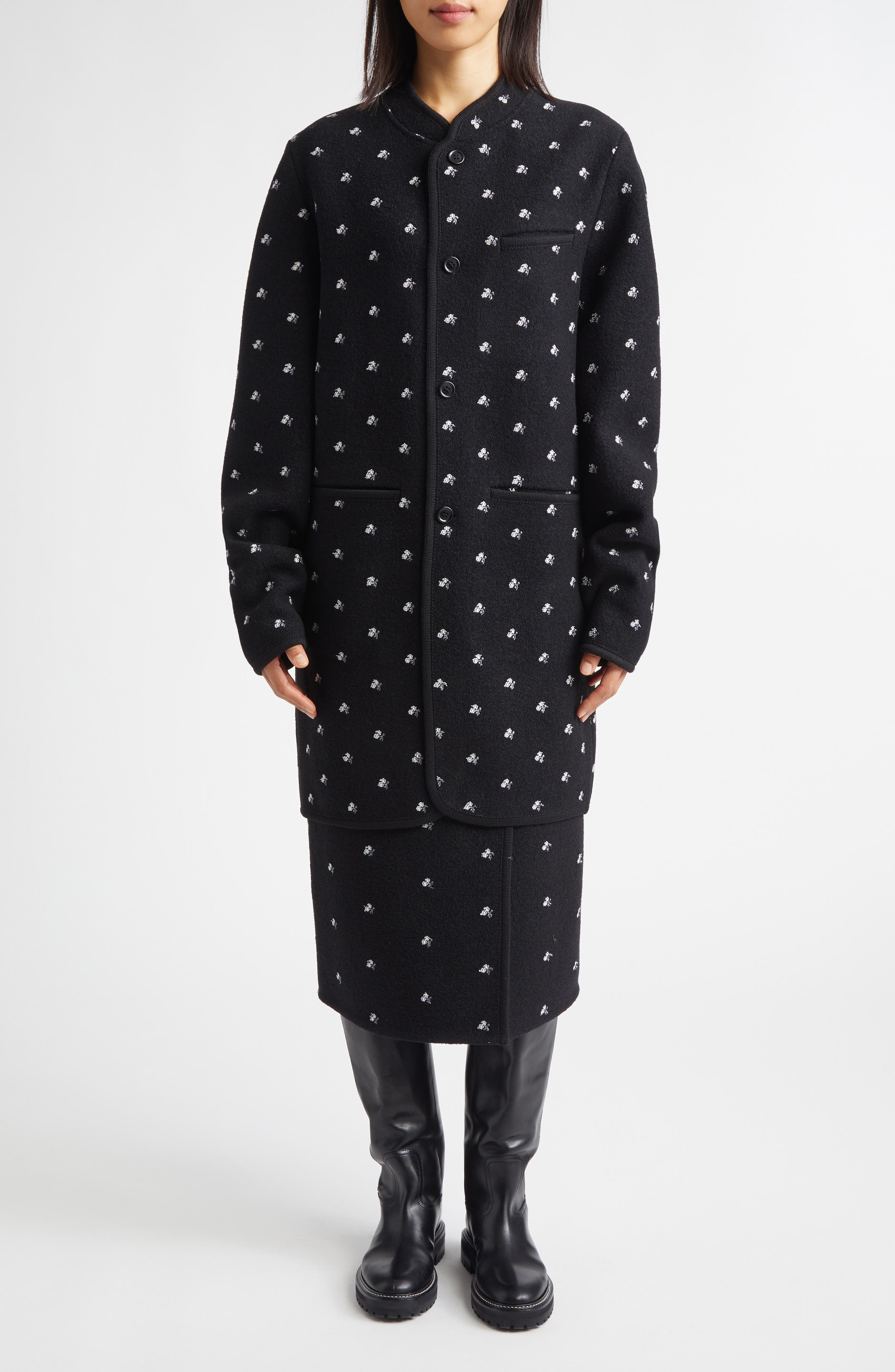 Walker Floral Embroidered Wool Coat - image 2