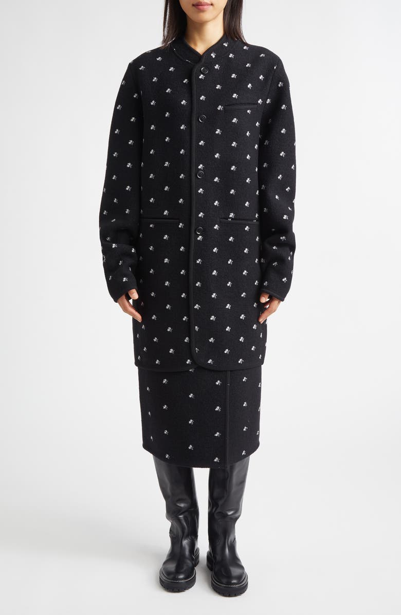 RIER Walker Floral Embroidered Wool Coat, Alternate, color, Black Flowers Dense