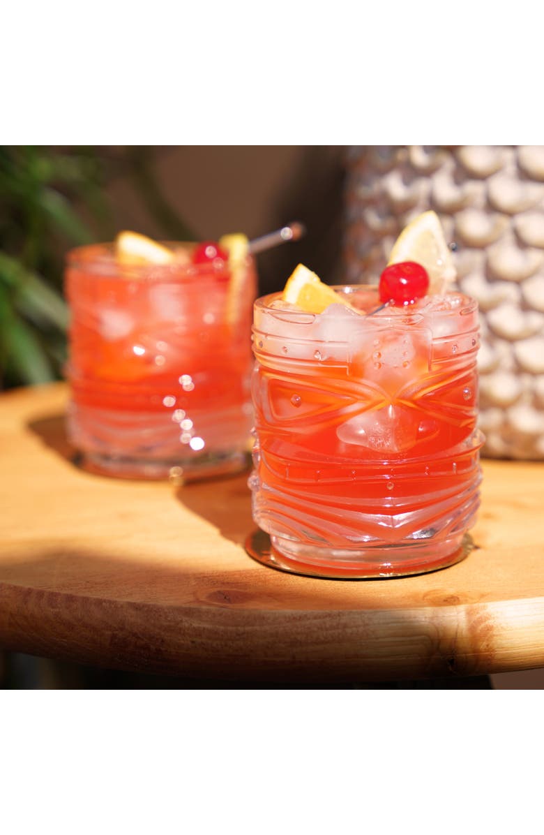 Viski Pacific Crystal Tiki DOF Tumblers Set of 2, Alternate, color, Clear
