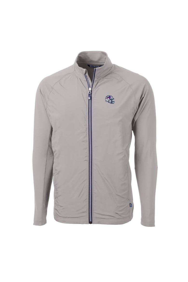 Men's Cutter & Buck  Silver Buffalo Bills Helmet Adapt Eco Knit Hybrid Recycled Full-Zip Jacket, Alternate, color, Silver