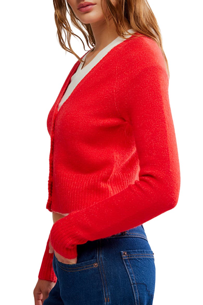 School Girl Crop Cardigan, Alternate, color, CHERRY POP MELANGE