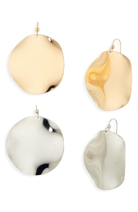 2-Pack Assorted Circle Drop Earrings