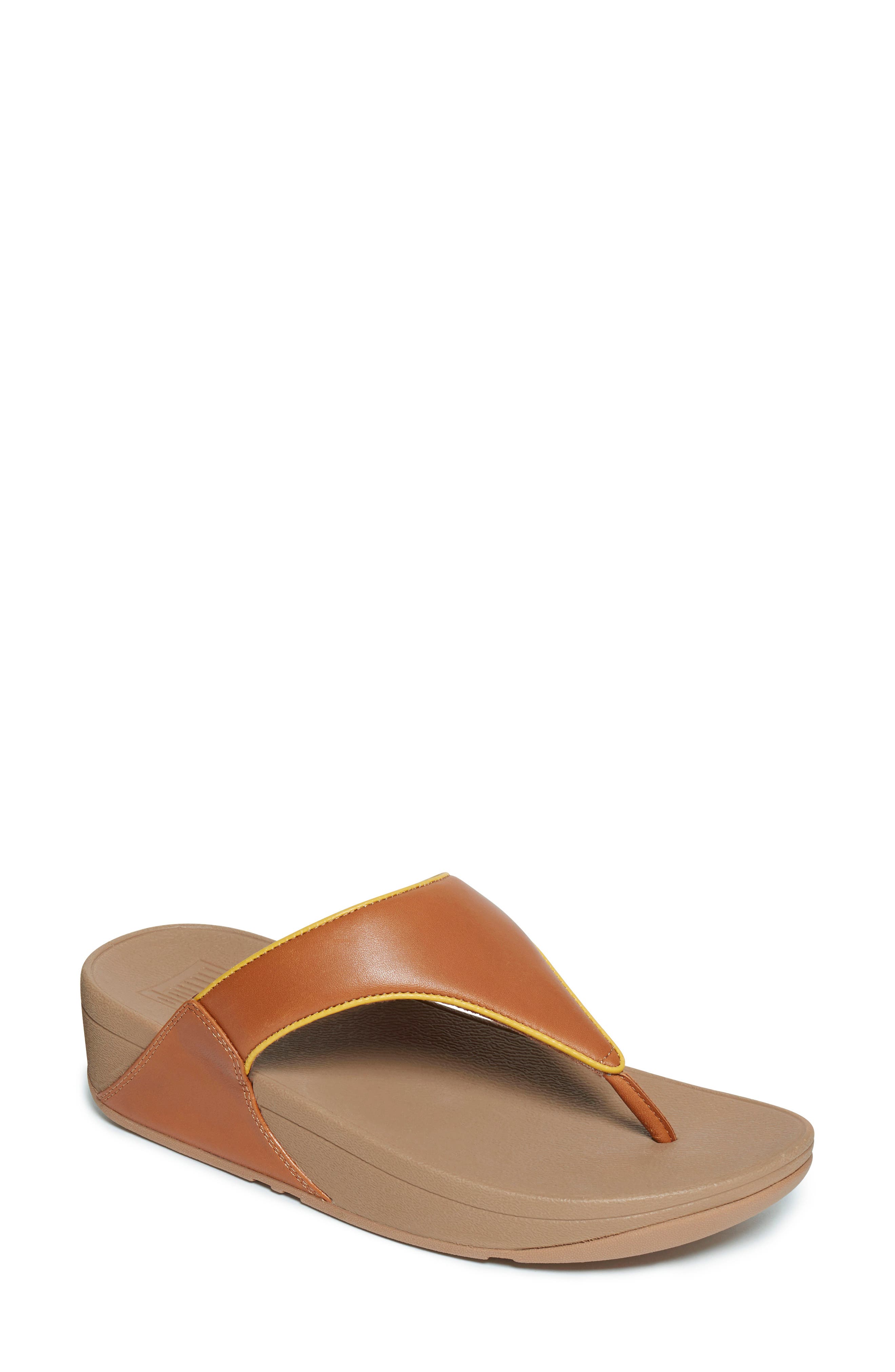 Lulu Wedge Flip Flop, Main, color, LIGHT TAN/ SUNSHINE YELLOW