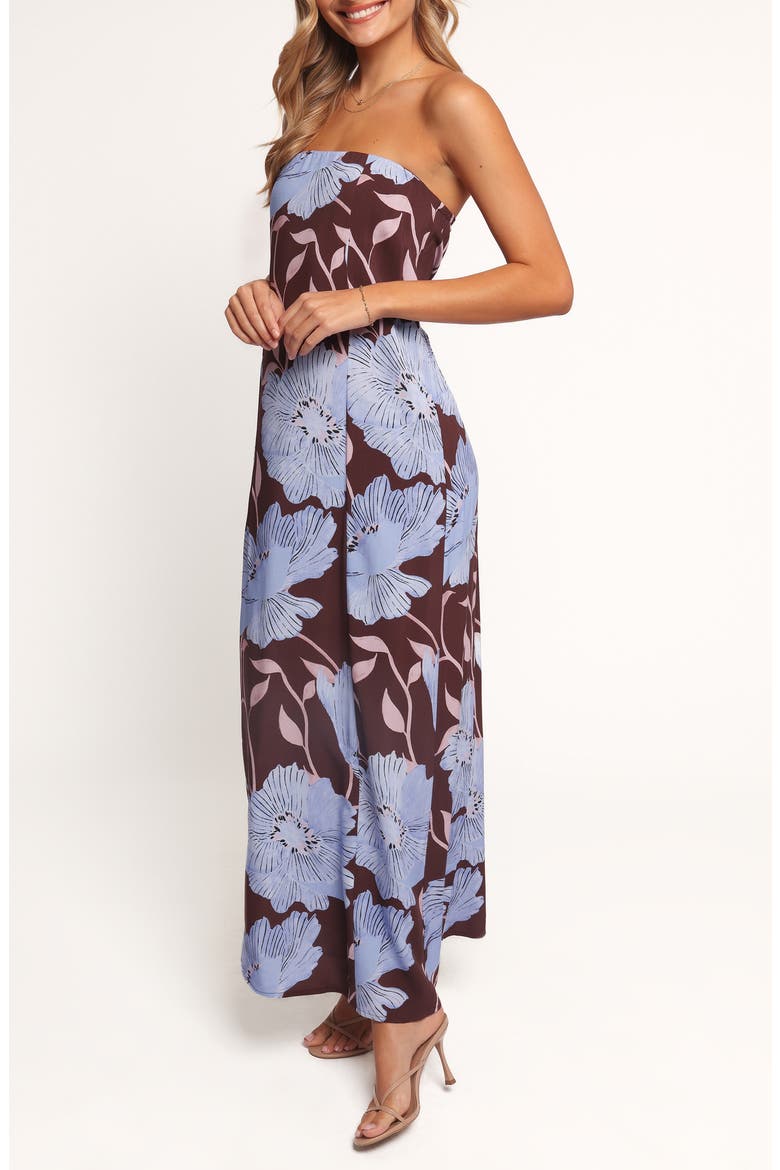 Ottavia Floral Strapless Maxi Dress, Alternate, color, BLUE POPPIES