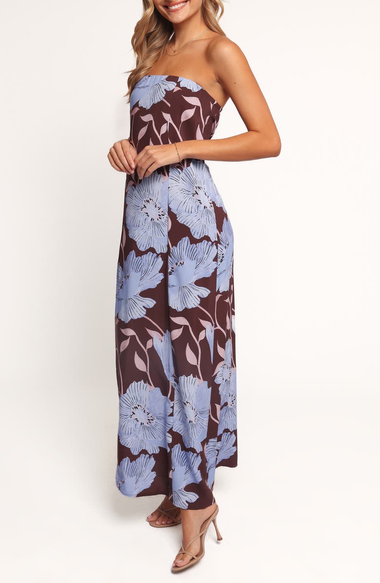 Petal & Pup Ottavia Floral Strapless Maxi Dress, Alternate, color, Blue Poppies