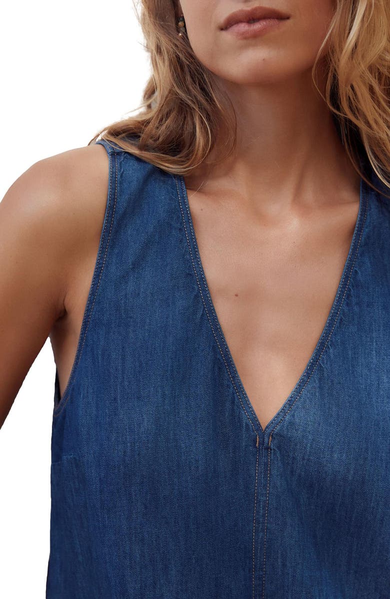 NEXT V-Neck Denim Maxi Dress with Pockets, Alternate, color,