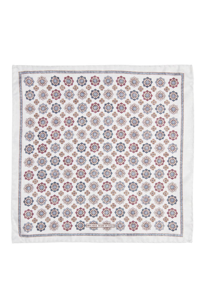 Double Print Silk Pocket Square, Alternate, color, WHITE