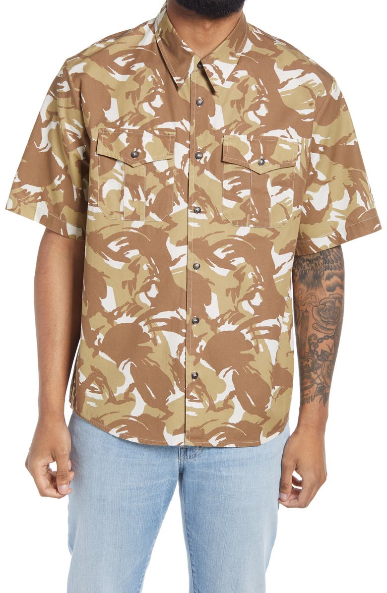 A.P.C. Joey Print Short Sleeve Button-Up Shirt, Main, color, 