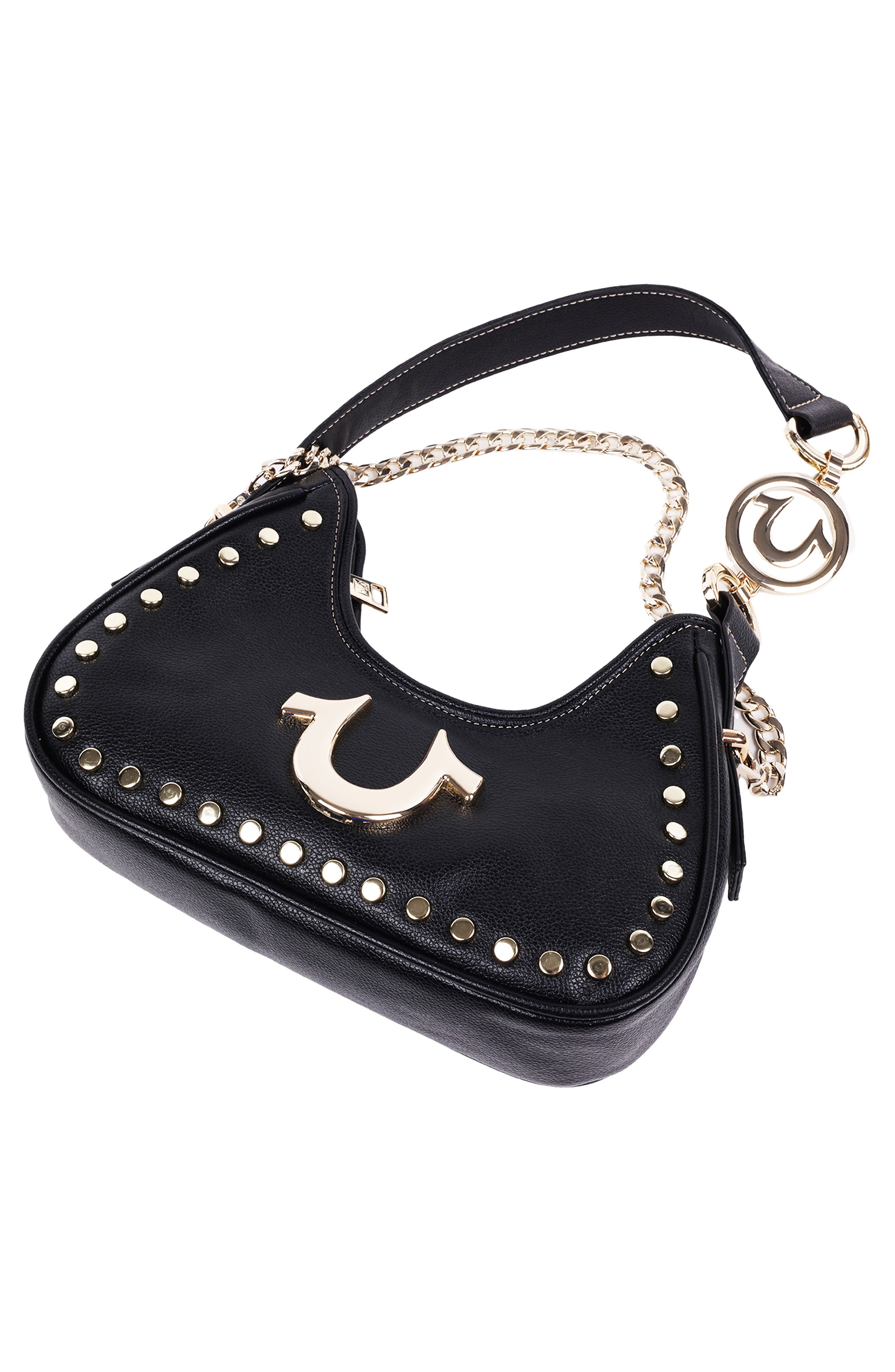 True Religion Studded Horseshoe Shoulder Bag, Alternate, color, 