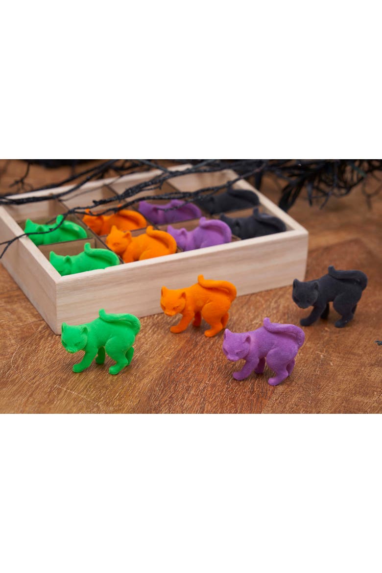 Flocked Scaredy Cat In Box Figurines Assortment of 12, Alternate, color, Orange