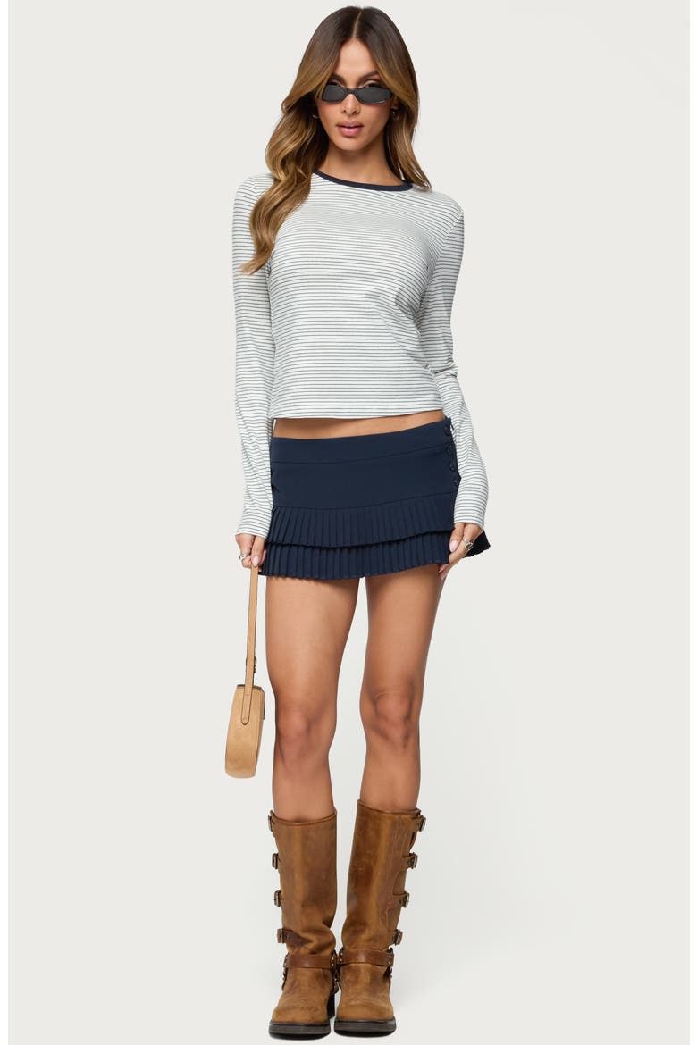 Brianna Stripe Stretch Cotton T-Shirt, Alternate, color, WHITE-AND-NAVY