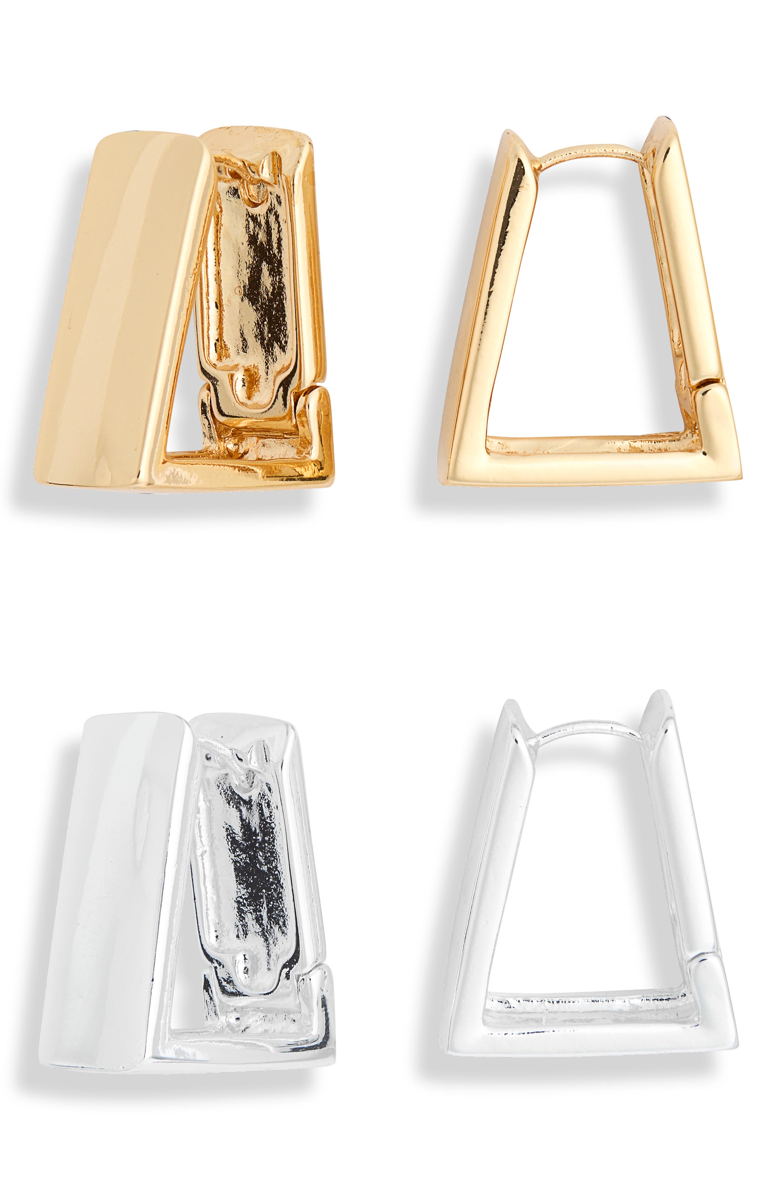 Set of 2 Triangle Hoop Earrings