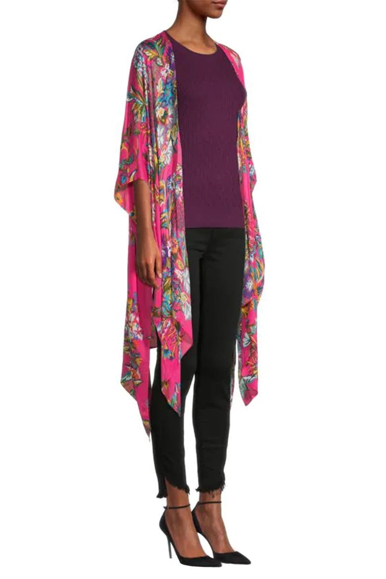 Floral Ruana, Alternate, color, PINK