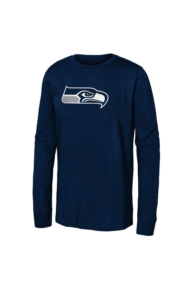 Youth College Navy Seattle Seahawks Primary Logo Long Sleeve T-Shirt, Main, color, College Navy