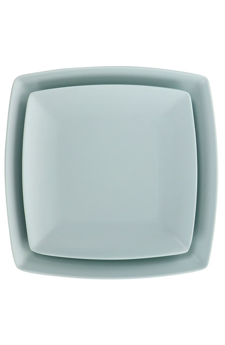 Gibson Home Grayson Melamine 16 Piece Square Dinnerware Set, Alternate, color, Green