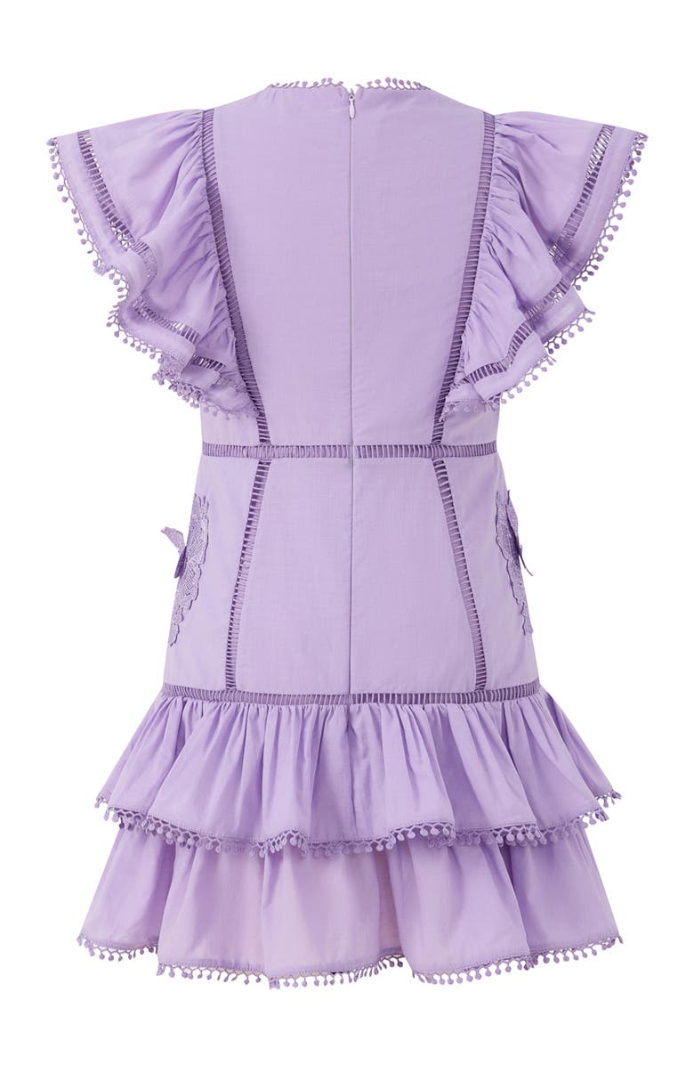 Marlo Kids Carloyn Frill Cotton Mini Dress, Alternate, color, Lavender