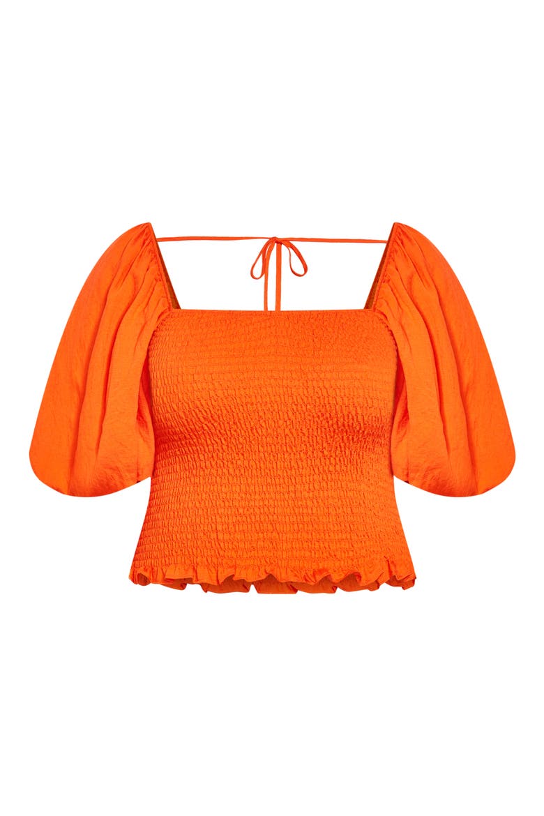 Chrysie Smocked Crop Top, Alternate, color, ORANGE