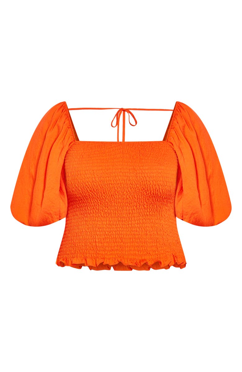 City Chic Chrysie Smocked Crop Top, Alternate, color, Orange