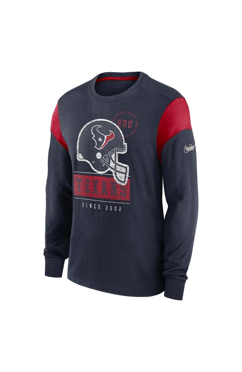 Nike Men's Nike Heather Navy Houston Texans Rewind Playback Helmet Long Sleeve T-Shirt, Alternate, color, Heather Navy