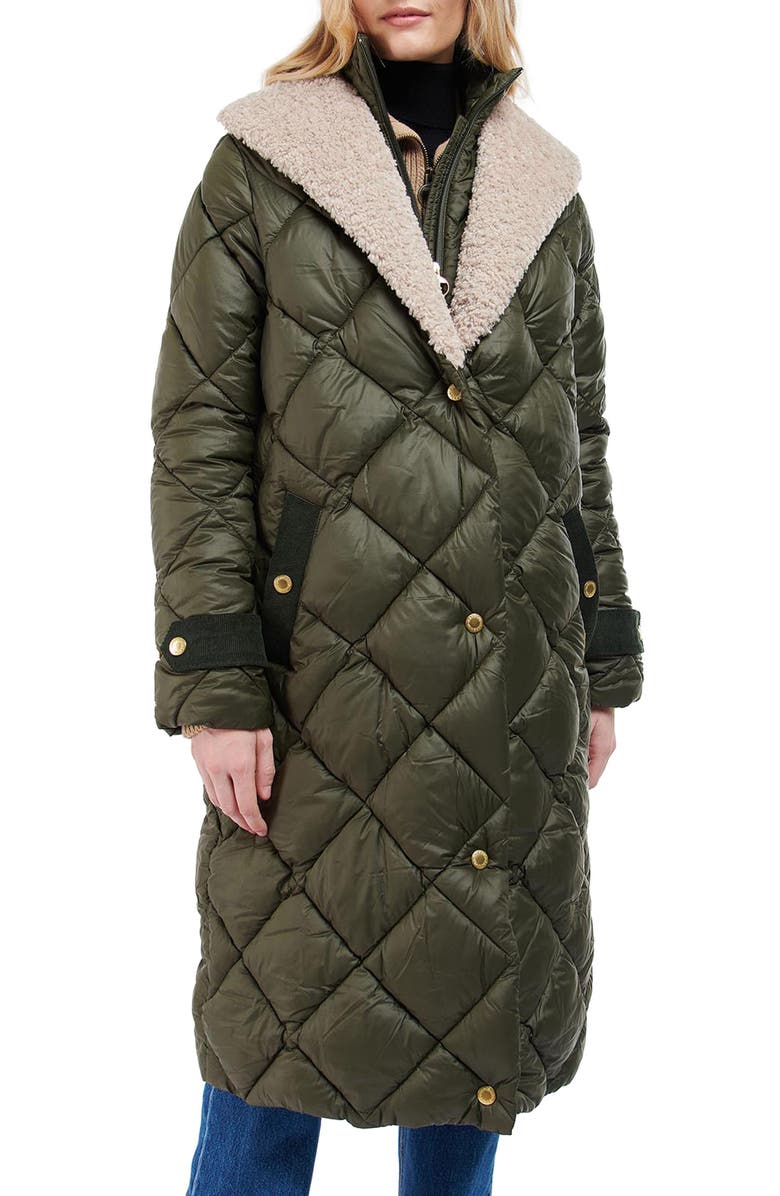 Barbour Tolsta Quilted Jacket with Faux Shearling Trim, Main, color,