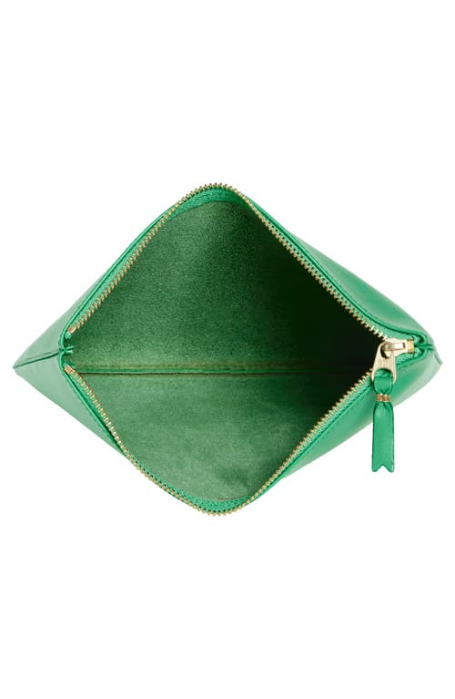 Comme Des Garçons Medium Classic Leather Zip-up Pouch In Green